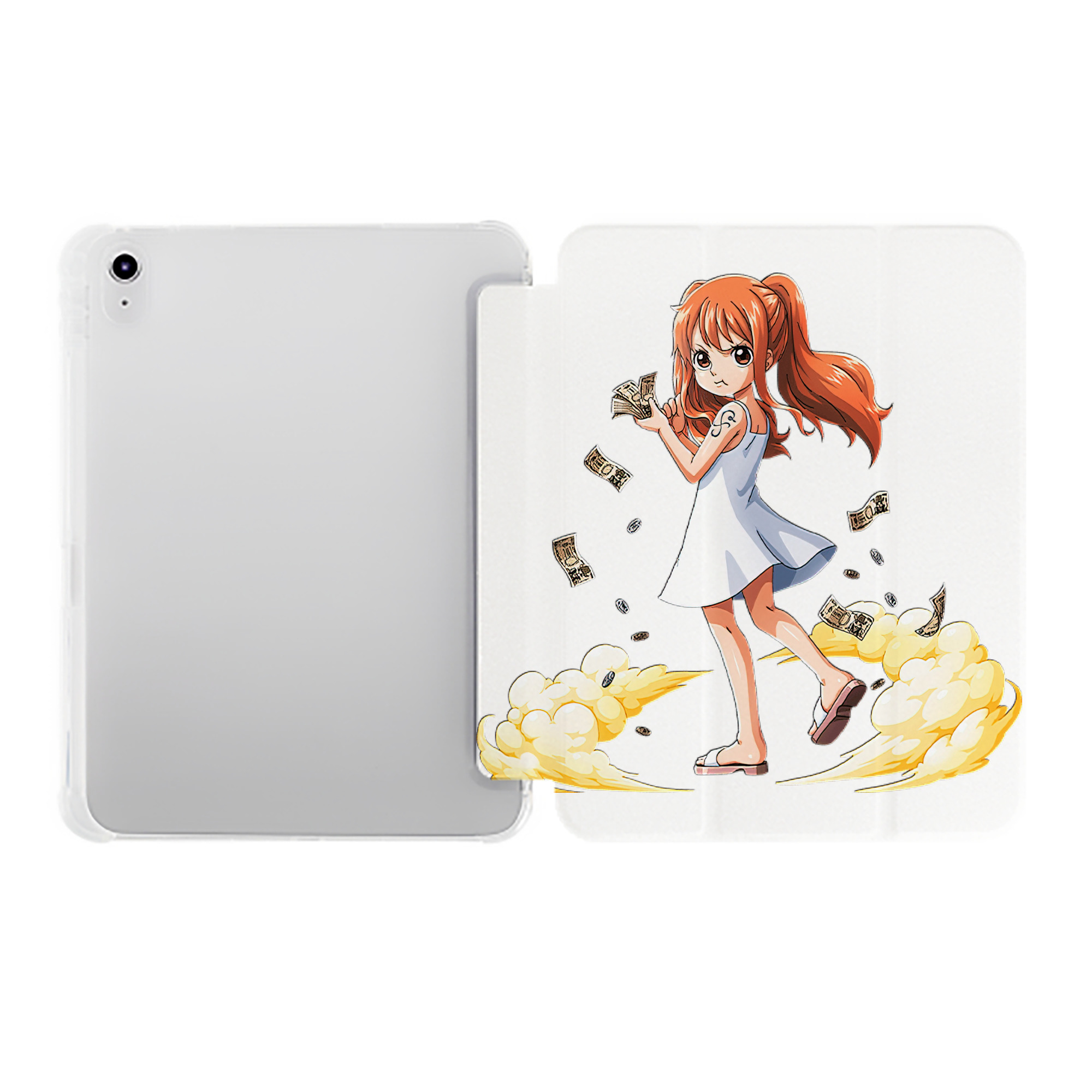 （画像用） ワンピース ナミ ONE PIECE Nami IPad ケース ペン収納付き 三つ折りスタンド PUレザー×シリコン 対応機種9.5/10.5/10.9インチ